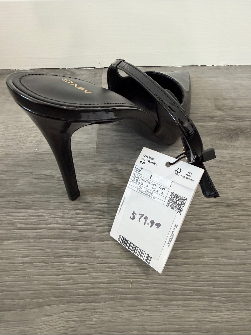 Mango/MNG Black Patent Pointed Slingback Heels - Picture 3 of 4